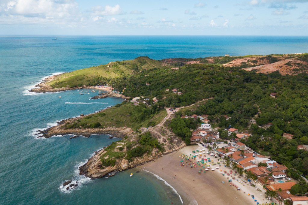 Visão aérea da Praia de Gaibu em Cabo de Santo Agostinho, Pernambuco, Brasil.